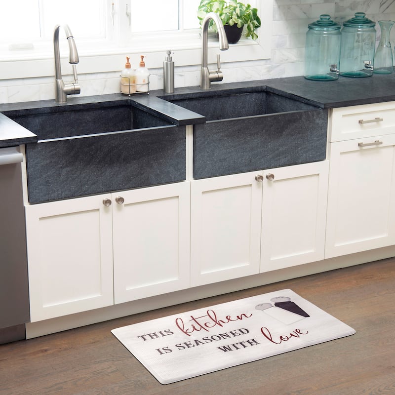 SoHome Cozy Living Seasoned with Love Anti-Fatigue Kitchen Mat, Grey/Red