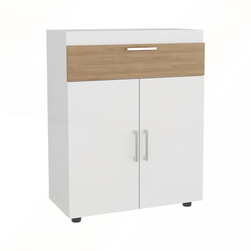 Freestanding Footwear Storage Cabinet with Double Doors and Interior Shelves
