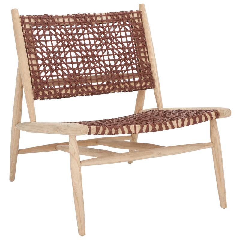 SAFAVIEH Bandelier Open Leather Weave Squared Accent Chair. - 26" W x 32" D x 31" H