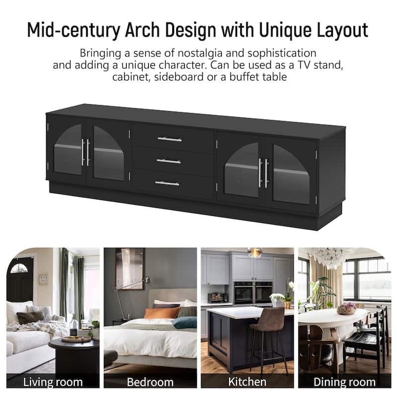 68.9'' Modern Minimalist TV Stand for TVs up to 75 Inches, Entertainment Center Media Console Cabinet with Adjustable Shelves