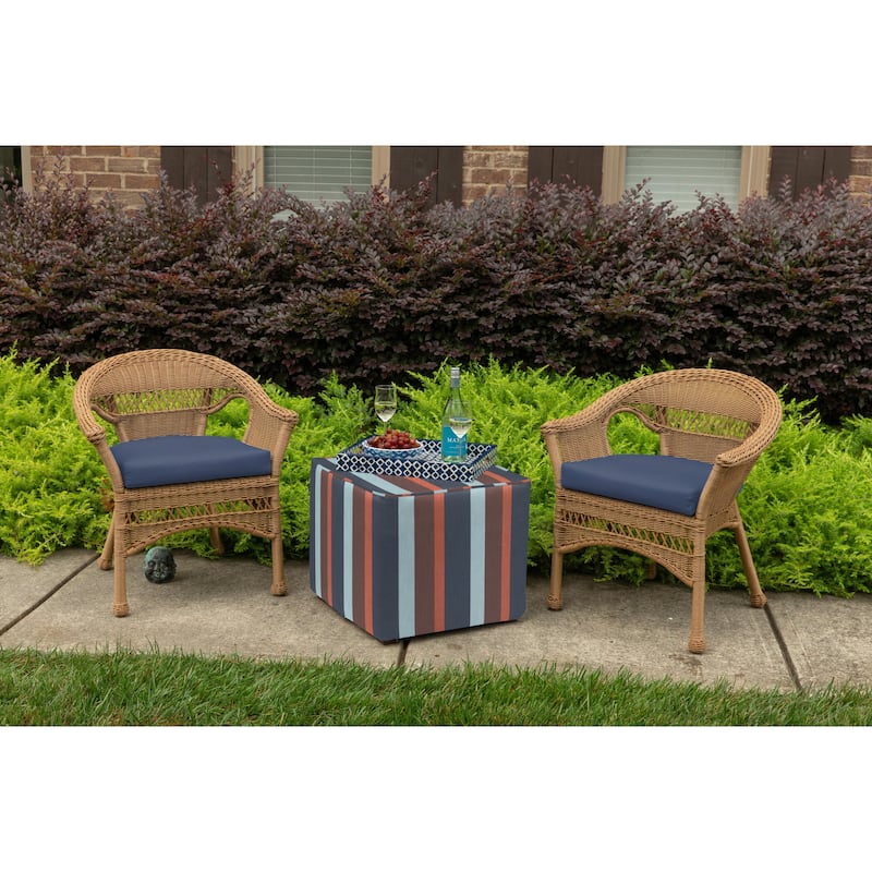 Sunbrella® Solid Fabric 1-Piece Indoor/Outdoor Wicker Seat Pad, 18"W x 18"L, Canvas Navy