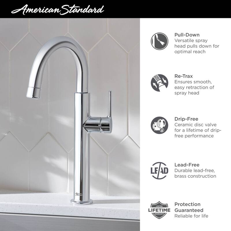 American Standard Studio S 1.8 GPM Single Hole Pull Down Bar Faucet