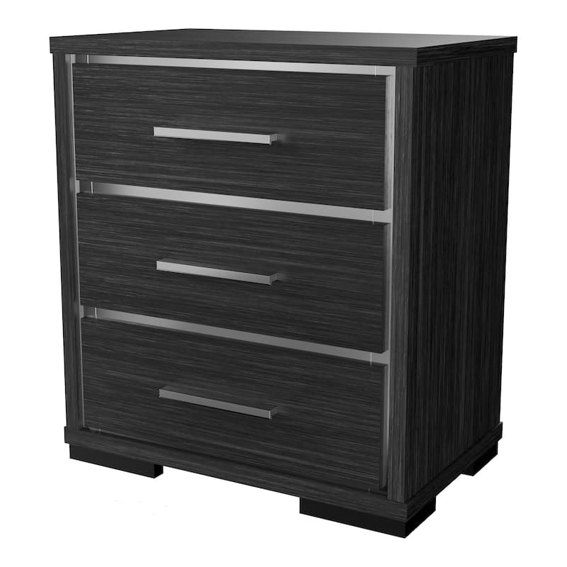Furniture of America Kastela Contemporary Grey 3-Piece Panel Bed, Nightstand and Dresser Set with LED and USB Ports