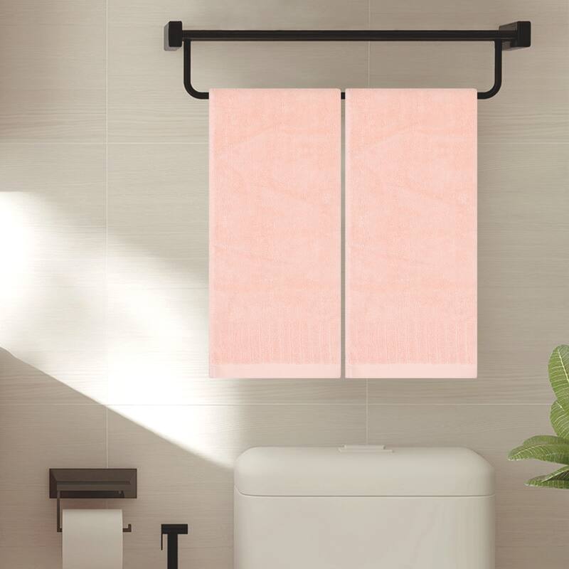 Striped Pattern 2 Pack Hand Towels, Cotton Comfortable Hand Towels for Bathroom, Kitchen 14" x 30" - Pink