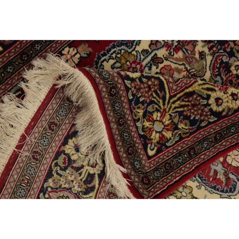 Hand Knotted Oriental 100% Wool Carpet Traditional Floral Beige & Ivories Qum Area Rug - 5' 10'' X 3' 9''