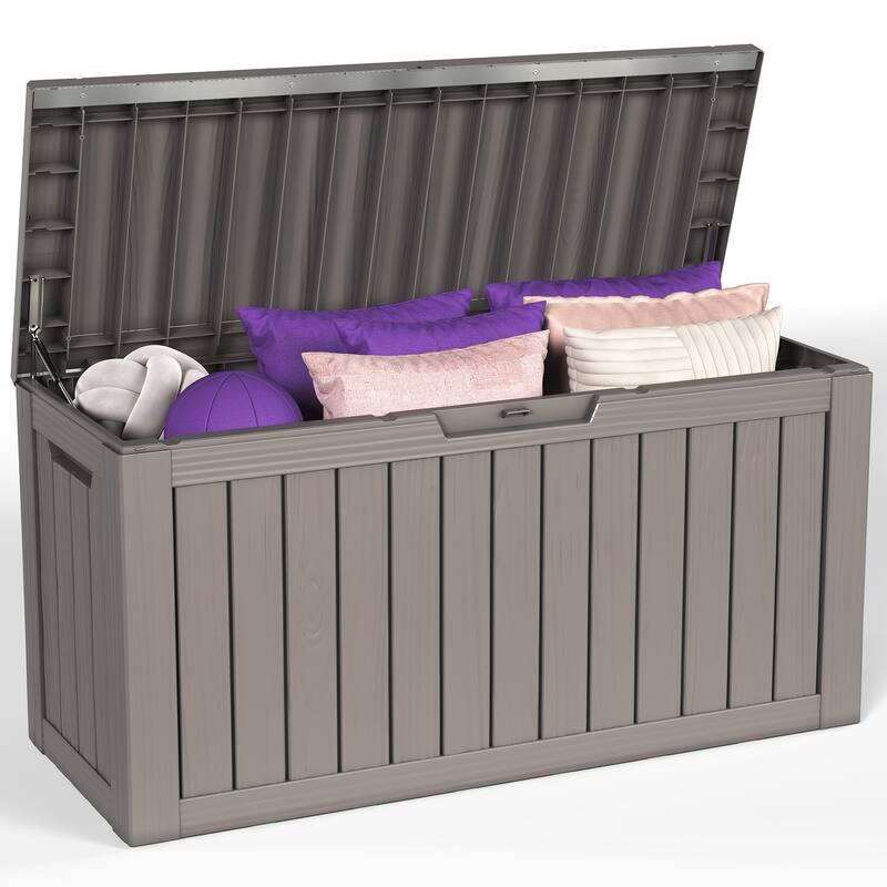 80 Gallon Deck Box & Storage Shed Container Seating Tools - 85 Gallon - Grey