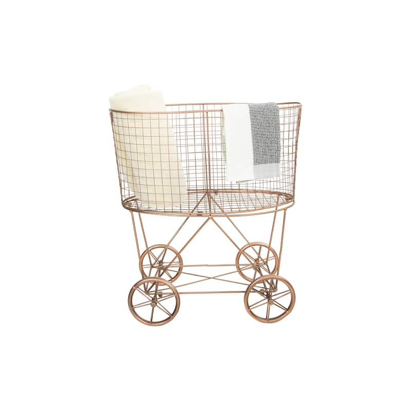Metal Rolling Laundry Cart with Rack