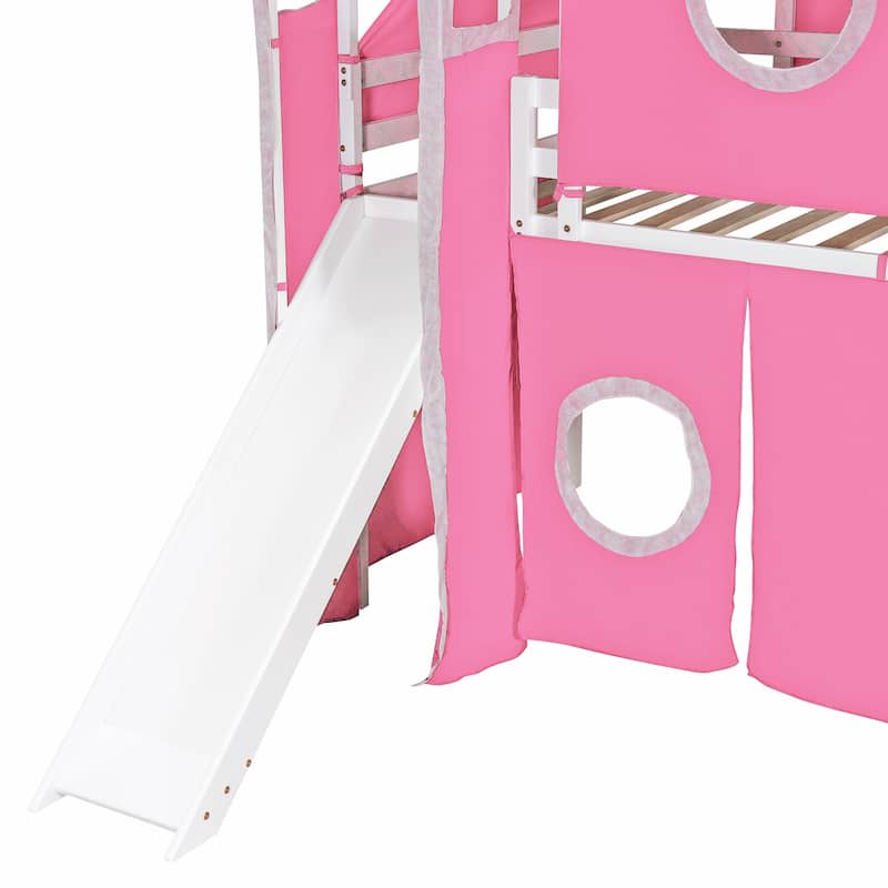 Unique Twin Loft Bed with Tent and Tower for Kids' Fun and Space Saving