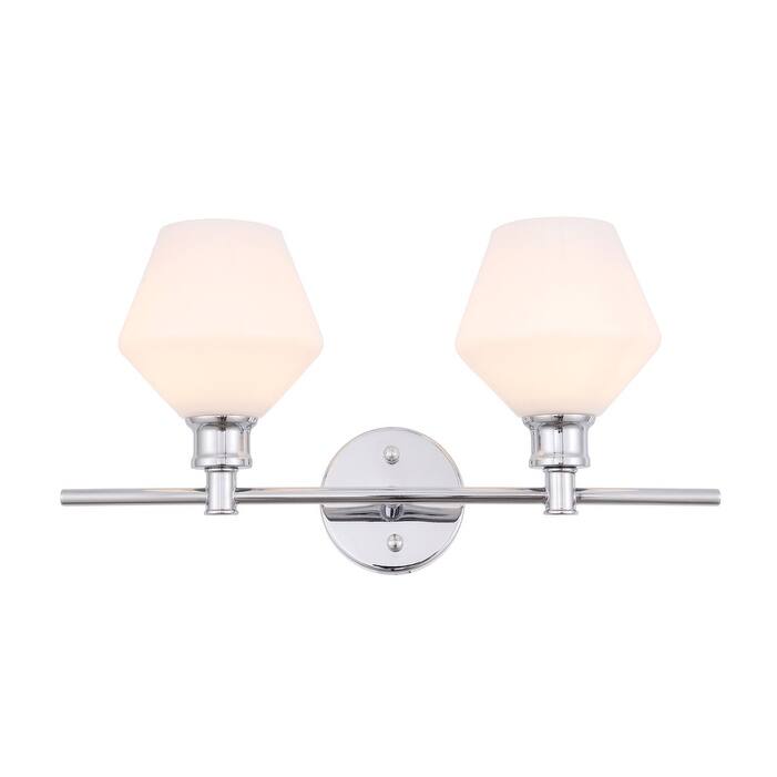 Gerald 2-Light Wall Sconce - 19.1/10.2 - 19.1/10.2 - Chrome/Frosted