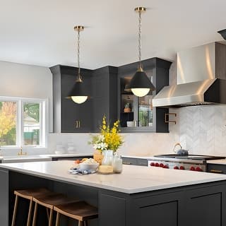 Modern 1-Light Black Gold Cone Pendant Light for Kitchen Island Dining Room - D 11.8'' x H 72.8" Max