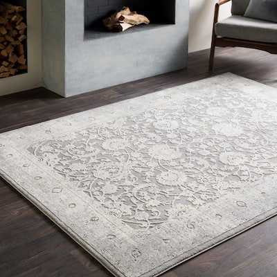 Livabliss Lindsey Stonewashed Vintage Grey Area Rug