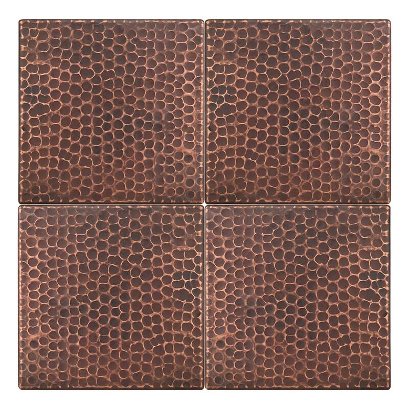 6" x 6" Hammered Copper Tile - Quantity 4 (T6DBH_PKG4)