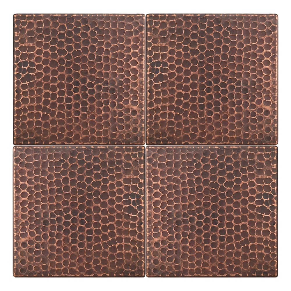 6" x 6" Hammered Copper Tile - Quantity 4 (T6DBH_PKG4)