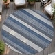 preview thumbnail 106 of 149, Machine Washable Indoor/ Outdoor Cabana Stripe Chantille Rug Navy - 8' x 8'