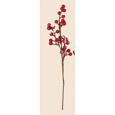 13" Waterproof Snowy Berry Pick, Set of 3 - Red