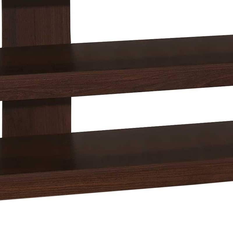 42 Inch Dark Brown Wood TV Stand with Open Shelves for 55 Inch TV Media Console for Living Room - 19.75"H x 15.5"W x 42"L