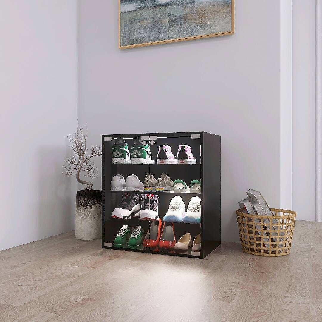 4 Layers Black Shoe with Glass Layer Shoes, Display