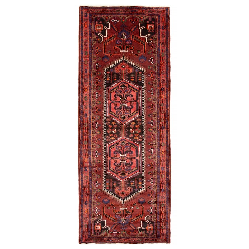 ECARPETGALLERY Hand-knotted Andelz Red Wool Rug - 3'8 x 9'10 - Dark Red - 3'8 x 9'10