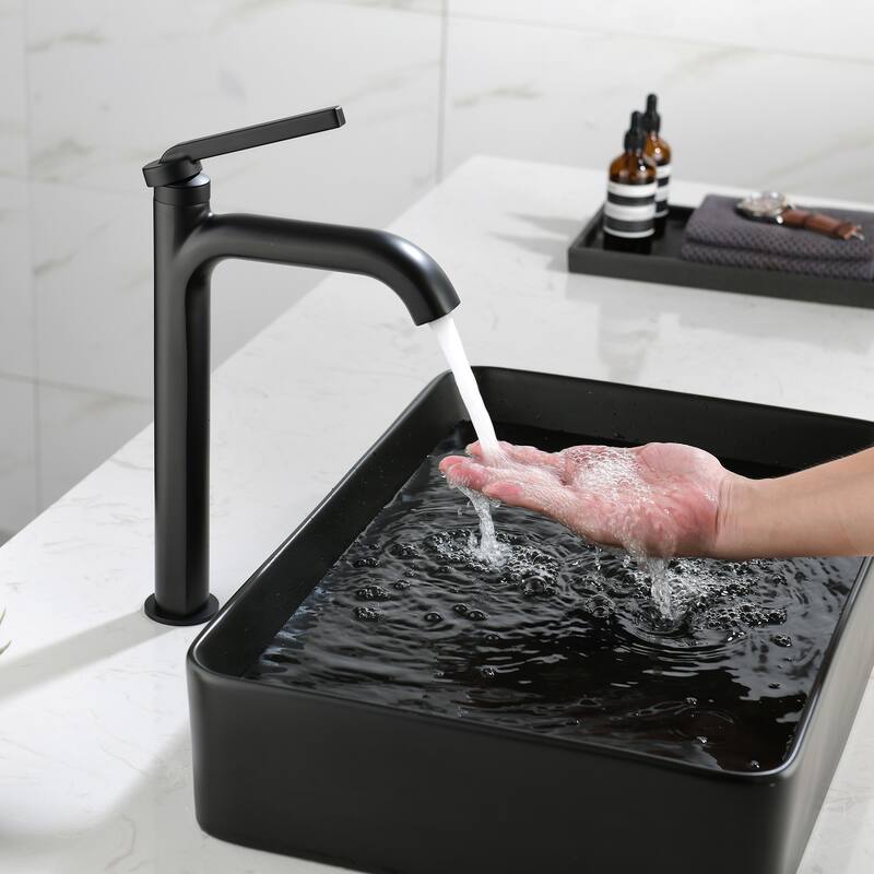 12 in.H Modern Matte Black/ Brushed Gold Single Handle Bathroom Faucet includes Hardware