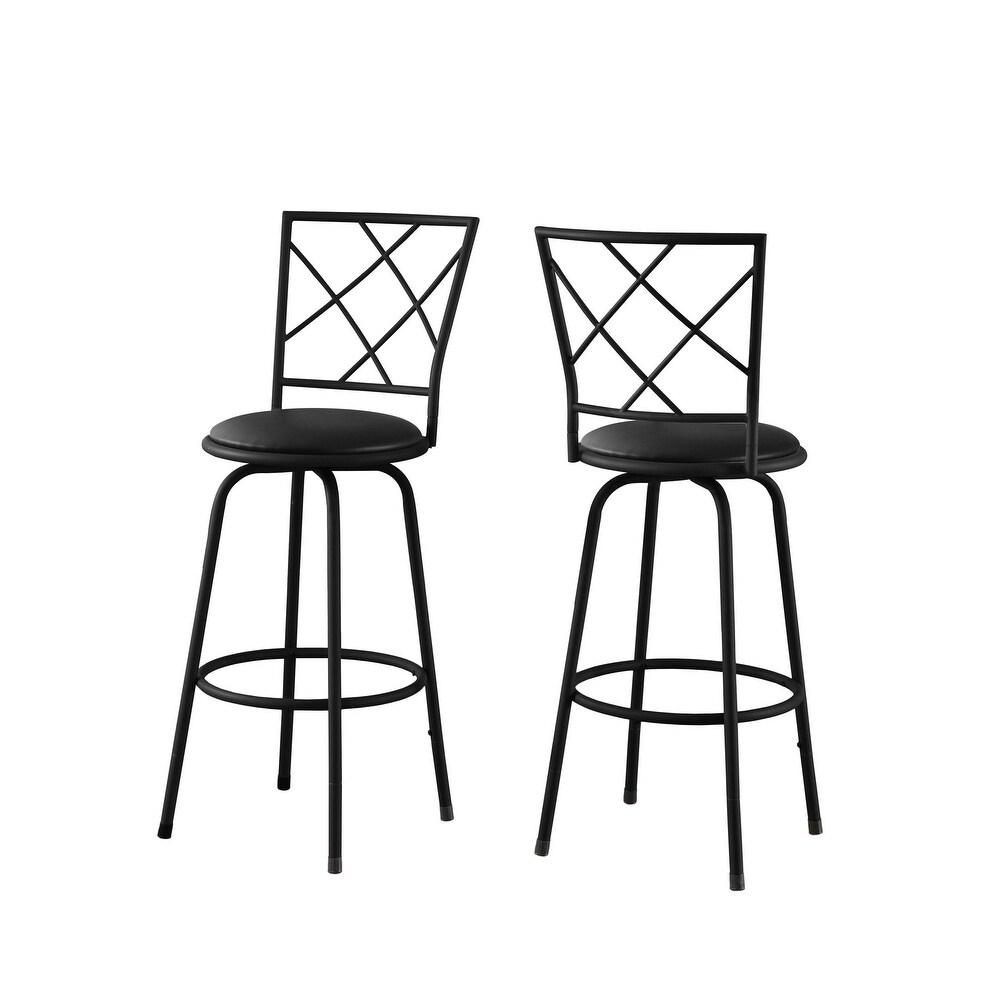 Overstock Set of 2 Black Contemporary Upholstered Swivel Barstools with Back 44 inch (Black)
