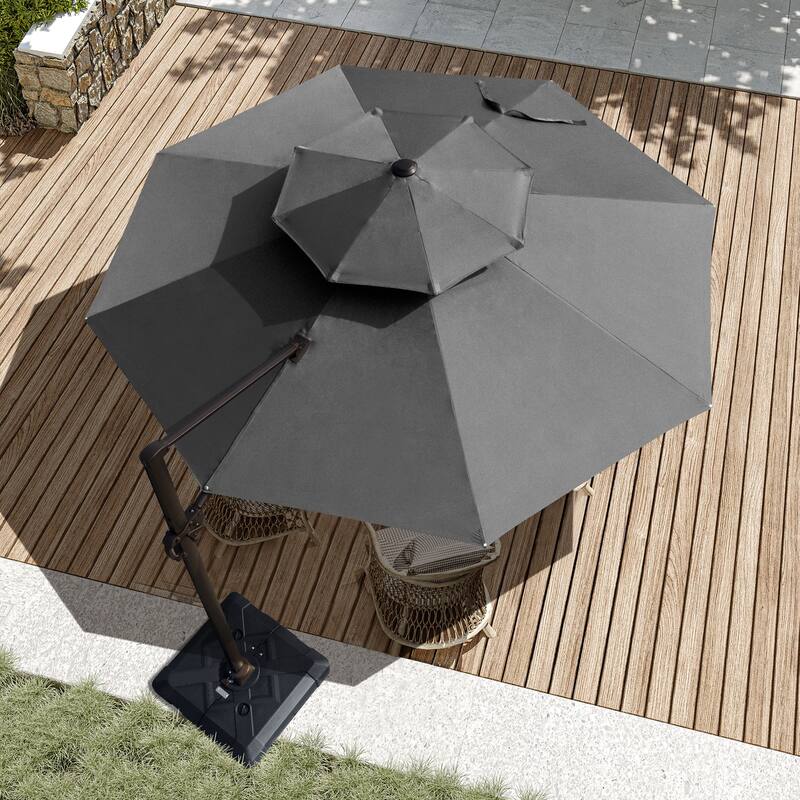 Outdoor Round Double Top Patio Cantilever Umbrella, Base Not Included