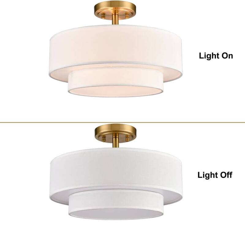 Assisi Modern 3-Light Ceiling Light with 2 Tier Fabric Drum Shade
