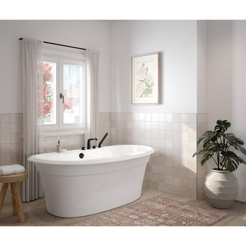 Maax 105744-000 Ella Sleek 66" Free Standing Acrylic Soaking Tub with - White