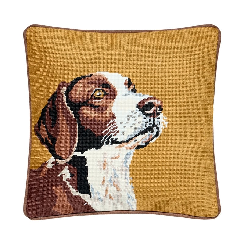 Camp Wandawega Hunting Dog Embroidered Needlepoint Pillow - 14" Square