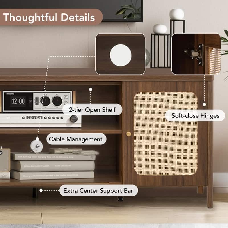 Spruce & Spring 62" Bohemian TV Stand Modern Media Console Entertainment Center