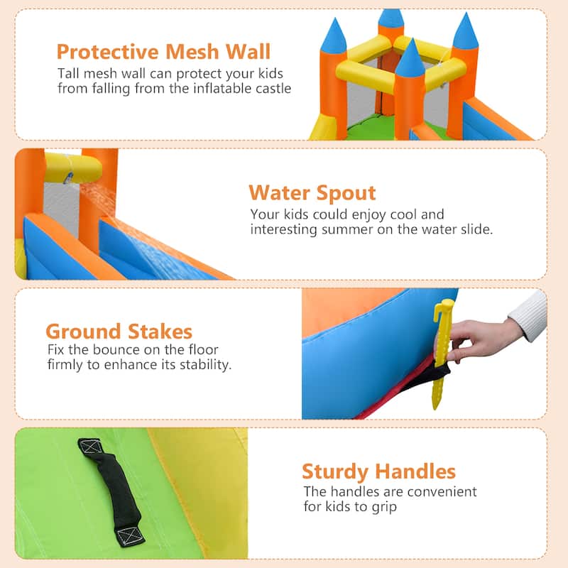 Inflatable Slide Bouncer Water Park Bounce House with 480W Air Blower