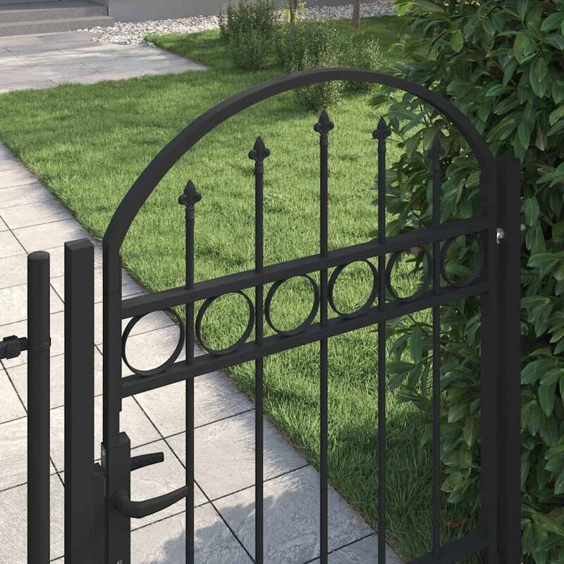 vidaXL Fence Gate with Arched Top Steel 39.4" x 49.2"/59.1"/68.9"/78.7" Black