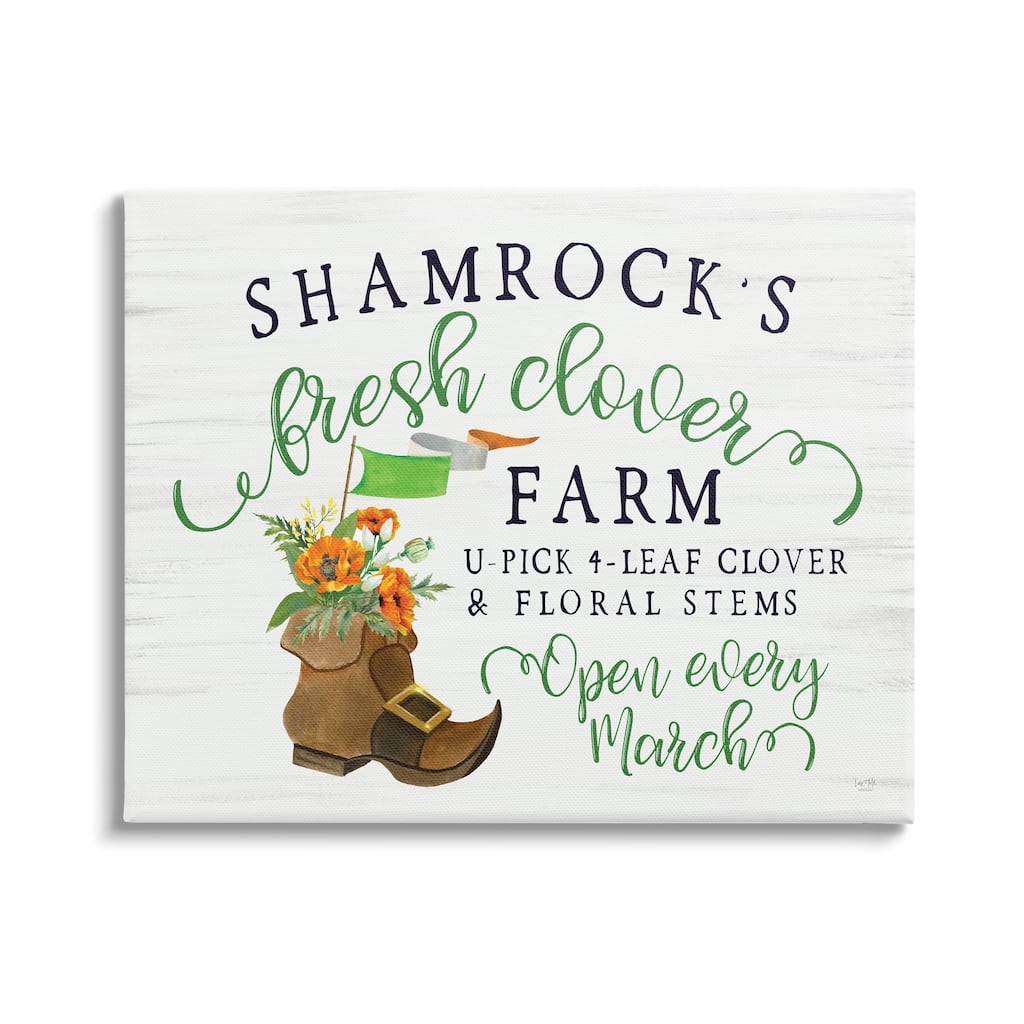Stupell Shamrock Clover Farm Typography Sign Grainy Pattern Canvas Wall Art Design By Lux + Me Designs