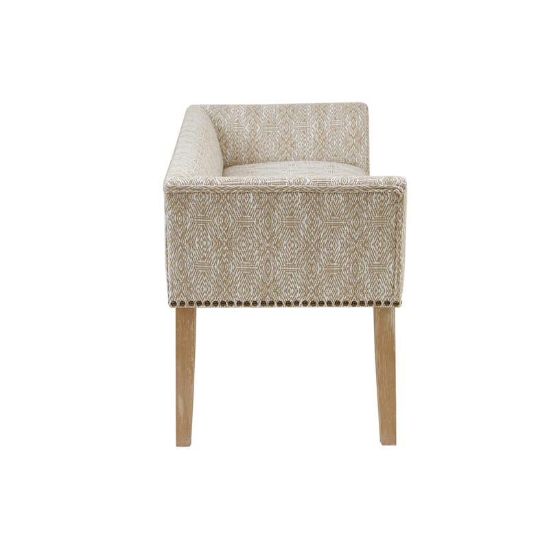 Madison Park Welburn 49.5" Upholstered Bench with Back & Wood Legs