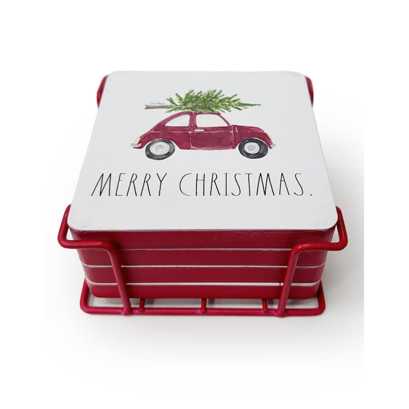 Rae Dunn Set of 4 Christmas Themed Drink Coasters - N/A