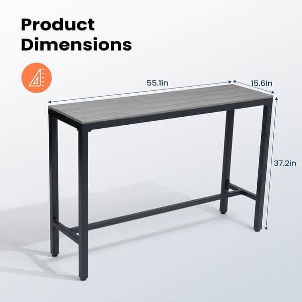 dimension image slide 0 of 14, Pellebant Patio Outdoor Bar Table Rectangle Pub Table Dining Table