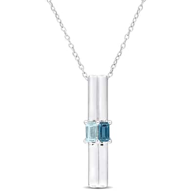 Miadora 4/5ct TGW Blue Sky Blue Topaz London Drop Necklace Sterling Silver