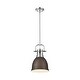 preview thumbnail 2 of 0, Yep by Golden Lighting Duncan 1-light 9in Rod Hung Pendant in Chrome and Rubbed Bronze shade