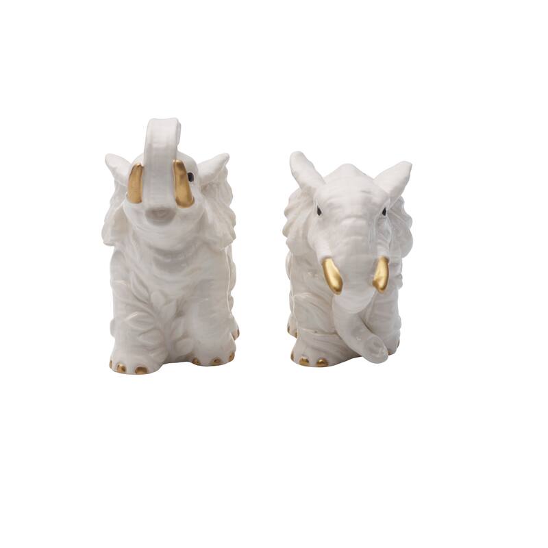 Fitz & Floyd Villa Palm Elephant Salt and Pepper Set - 4 Inch
