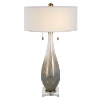 Uttermost Cardoni Bronze Glass Table Lamp - 32H, Shade 8H x 18 Dia in.