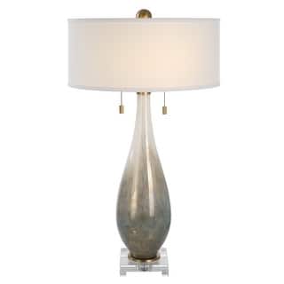 Uttermost Cardoni Bronze Glass Table Lamp - 32H, Shade 8H x 18 Dia in.