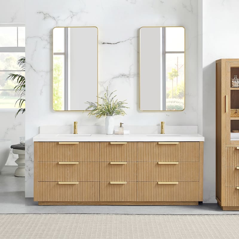 Santarem Double Vanity with Pure White Quartz Stone Top without Mirror
