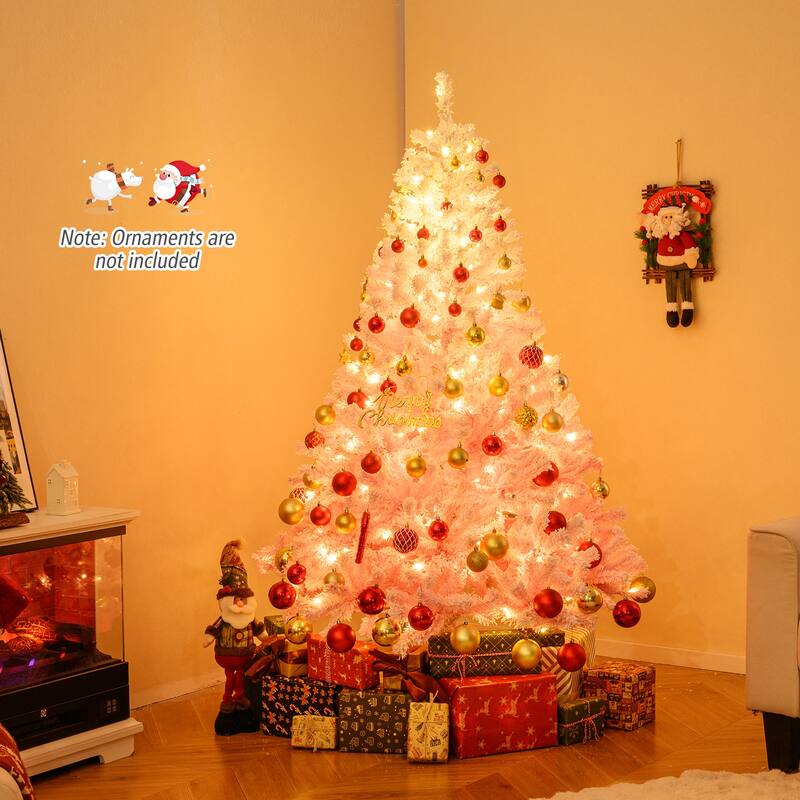 Costway 5/6/7/8 FT Artificial Christmas Tree with 180/250/350/470 Warm - See Details