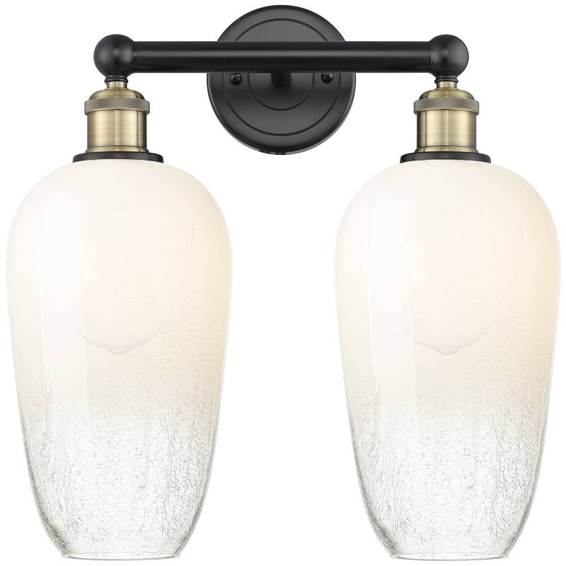 Innovations Lighting Endless Possibilities Edison - Brookhaven Flute - 2 Light 16" Bath Vanity Light - Black Antique Brass/Opal