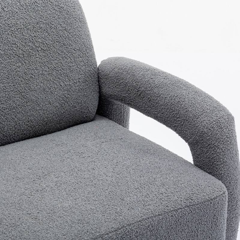 SEYNAR Mid-Century Modern Boucle 51'' Solid Wood Curved Sofa Set of 3 with Accent chair