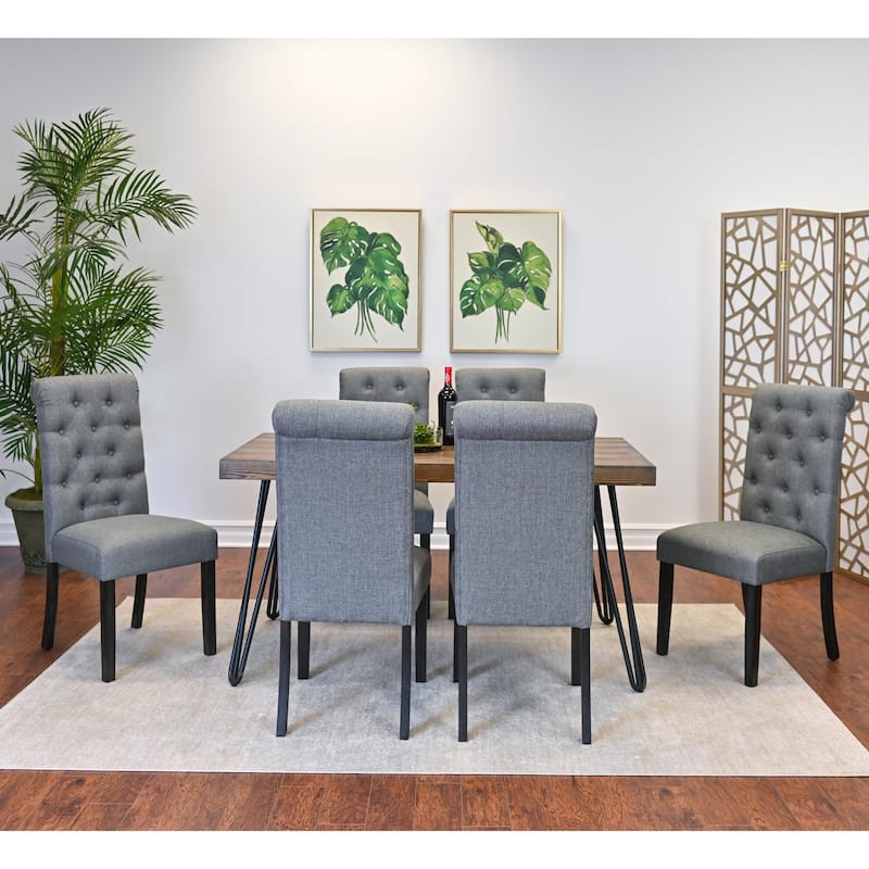 Roundhill Furniture Ashford 7-Piece Dining Set, Hairpin Dining Table with 6 Chairs