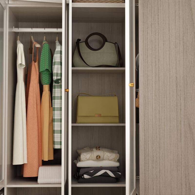 Combo Large Frosted Glass Closet: Versatile Wardrobe Options Armoires