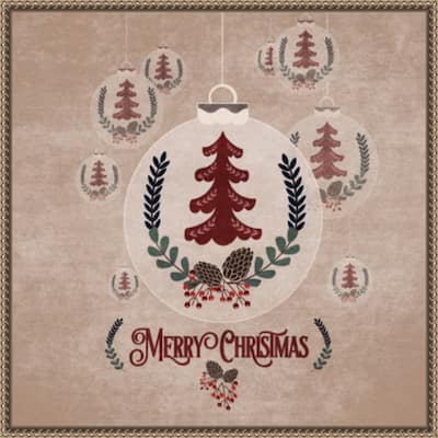 Christmas Ornament by Emel Tunaboylu (22 x 22 in.), Framed Canvas Wall Art Print - Sylvie Beaded Dark Gold
