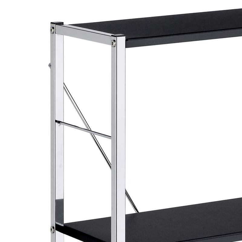 Black and Chrome 4-Tier Rectangular Bookshelf - Black+Silver