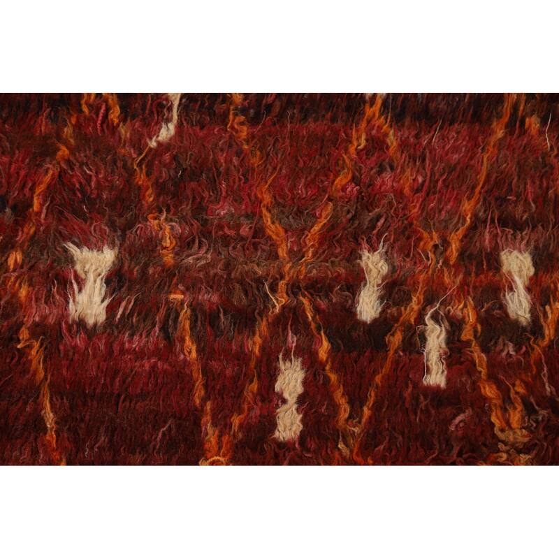 Hand Knotted Oriental 100% Wool Carpet Modern Geometric Red Moroccan Area Rug - 6' 4'' X 5' 0''