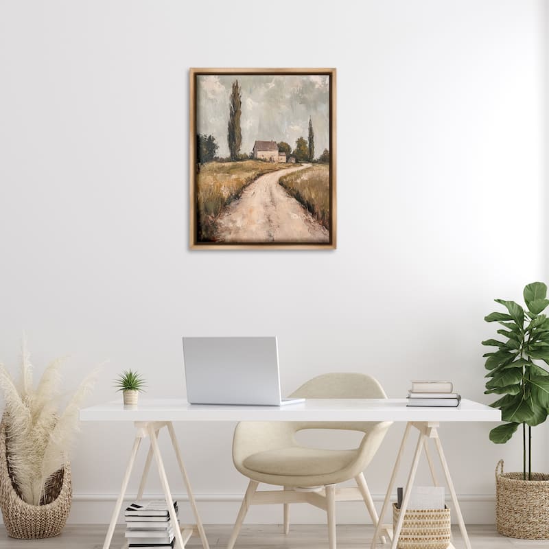 Stupell Painterly Quiet Country Framed Floater Canvas Wall Art Design By Petal Prints Design
